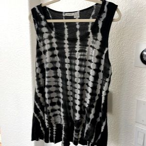 Flowy ladies tie-dye tank cool cotton-blend lower in back dbl layer front, xl